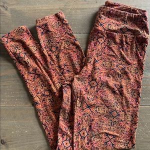 LulaRoe One Size Leggings Orange Patterned